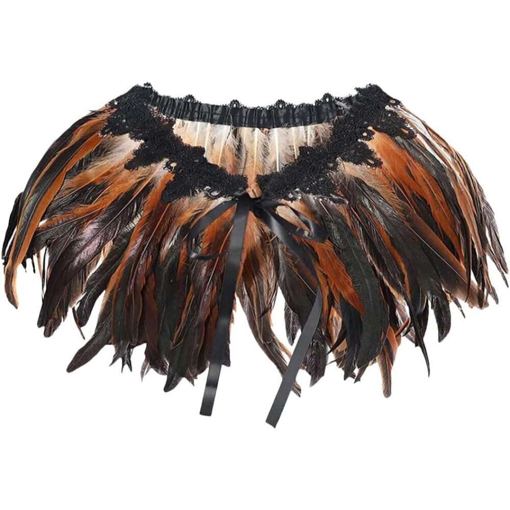 Women's Feather Shawl Cape Black Handmade Victorian Gothic Costume